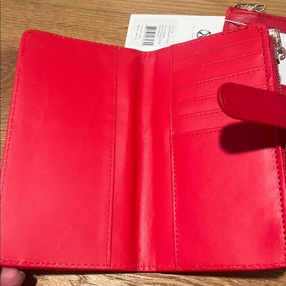 NWT CXL by Christian Lacroix Red Bryce Pebble Zipper Wallet Reg. $48 - Picture 6 of 12
